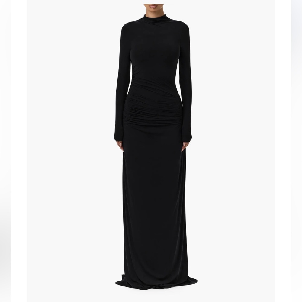 Naked Wardrobe $149 (current) Funnel Neck Long Sleeve Dress in black